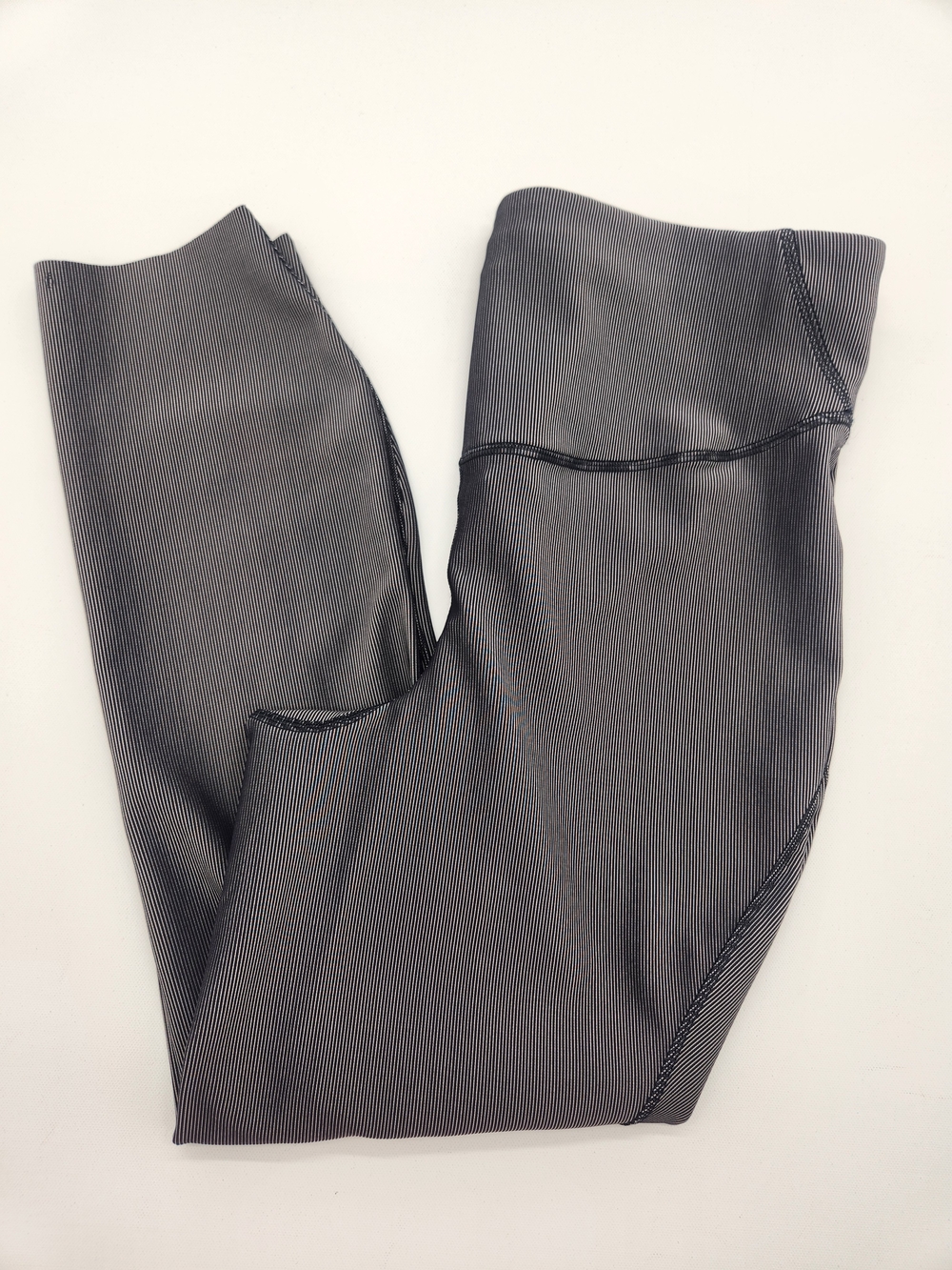 Lululemon Wunder Under High Rise Crop Leggings Black White Stripe Size 10